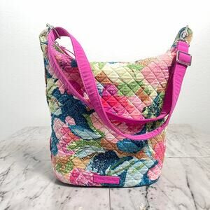 Vera Bradley Quilted Floral Crossbody Shoulder Bag Pink Multicolor Adj. Strap